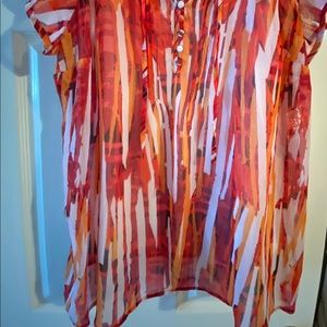 Women’s Plus Size Blouse white attached camisole